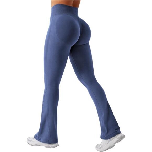 Flare Leggings Womens Workout Butt Lifting Legging30" inseam Blue Gray - Picture 1 of 7